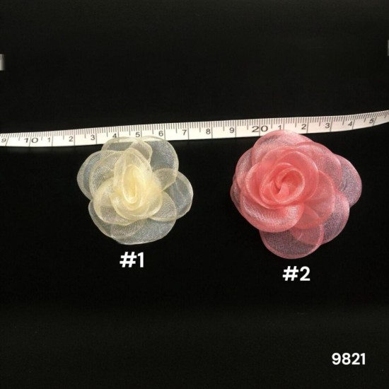 פרח בד אורגנזה דקורטיבי בצורת ורד |