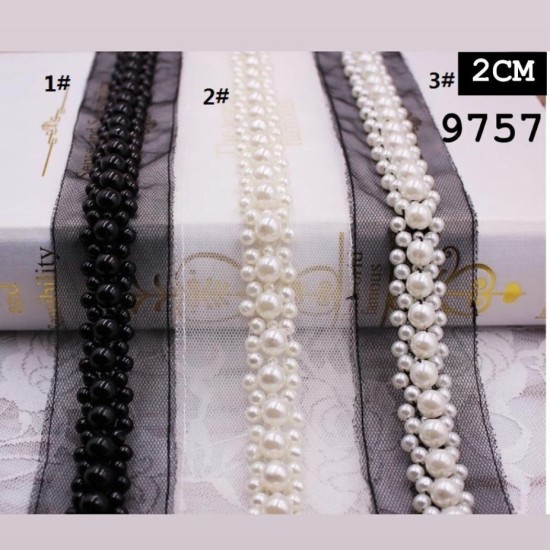 פס פנינים על טול – 2 ס”מ – נמכר לפי מטר