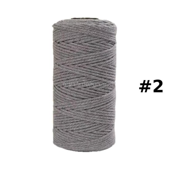 חוט מקראמה בצבע אפור בהיר – מס’ 2