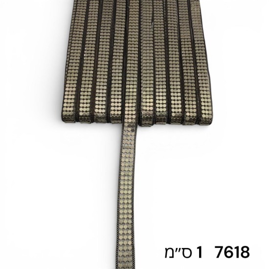 סרט אבנים עיגולים זהב עתיק גמיש 1 ס״מ 7618