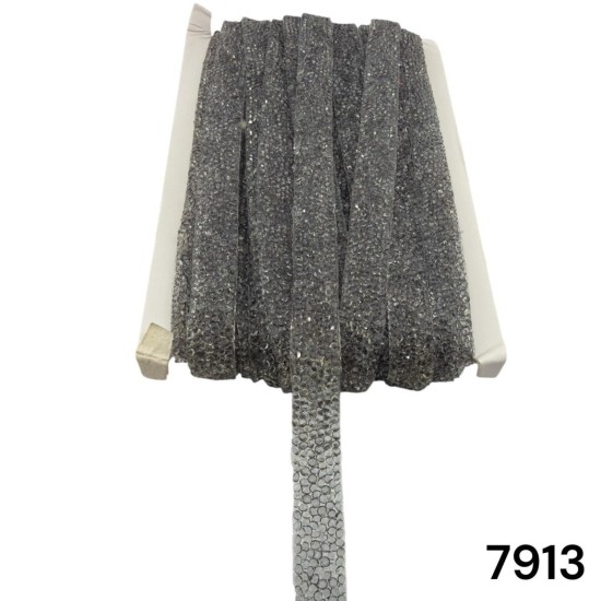 סרט פאייטים אפור מטאלי גמיש 1.5 ס״מ 7913