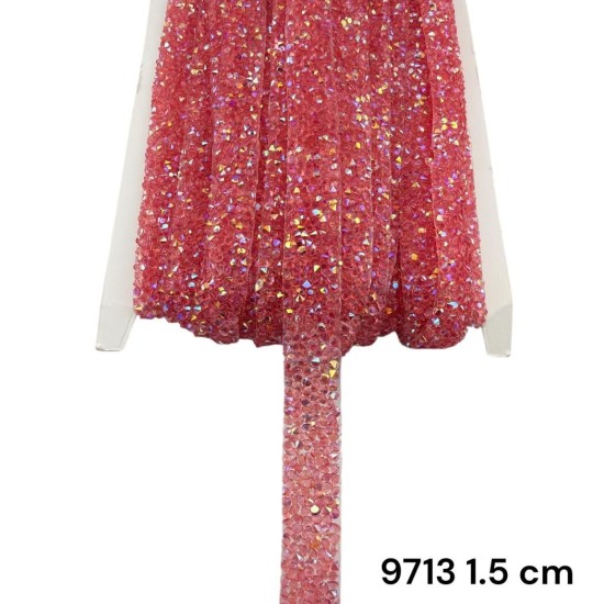 סרט פאייטים ורוד הולוגרפי גמיש 1.5 ס״מ 9713