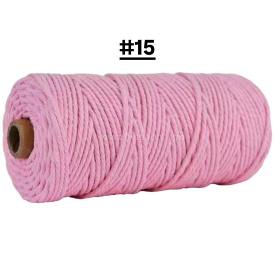 חוט מקראמה בצבע ורוד פסטל – מס’ 15