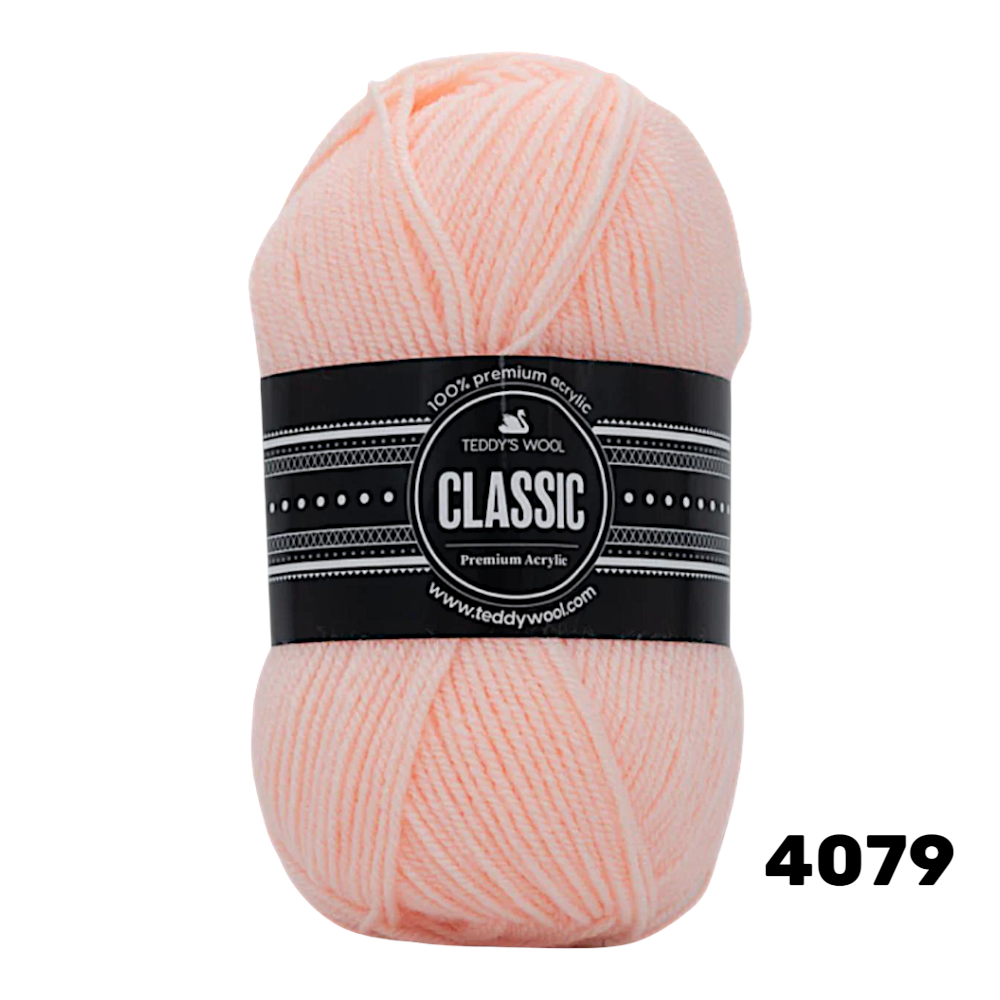 חוט סריגה Teddy's Wool CLASSIC צבע 4079 אפרסק – 100% אקרילן פרימיום