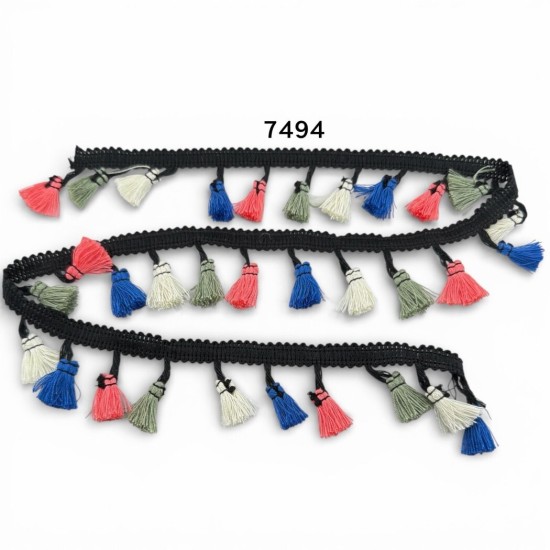 סרט גדילים צבעוני עם רצועה שחורה – דגם 7494 | מחיר למטר