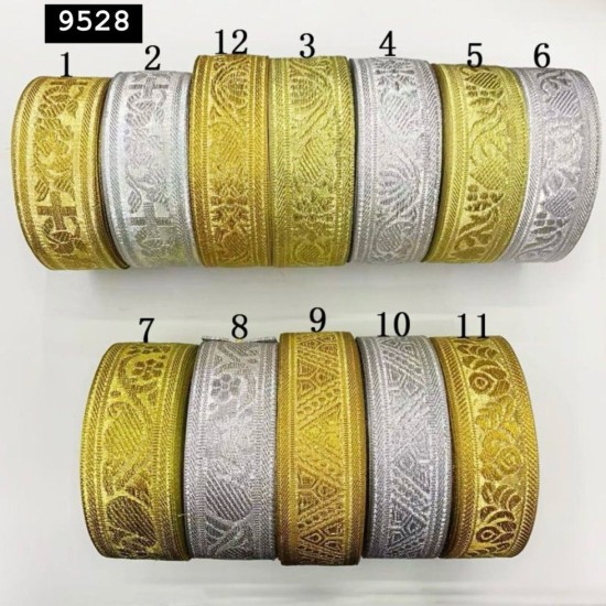 פס קישוט ארוג עם דוגמה פרחונית – נמכר לפי מטר