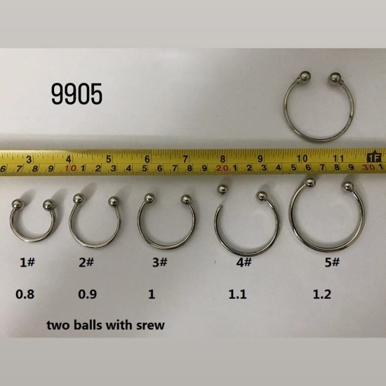 טבעת מתכת עם שני כדורים מתברגים 