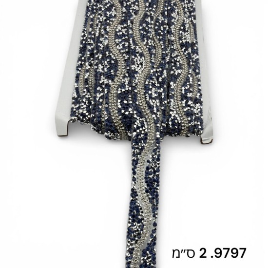 סרט אבנים גלים כסף כחול 2.2 ס״מ 9797