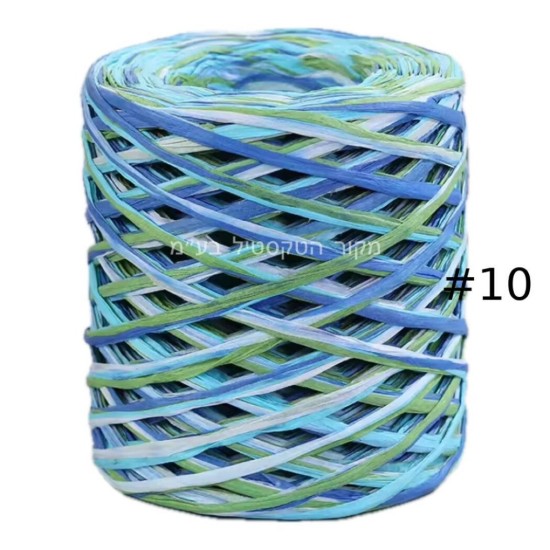 חוט רפיה מולטי בגווני כחול וירוק – מס’ #10