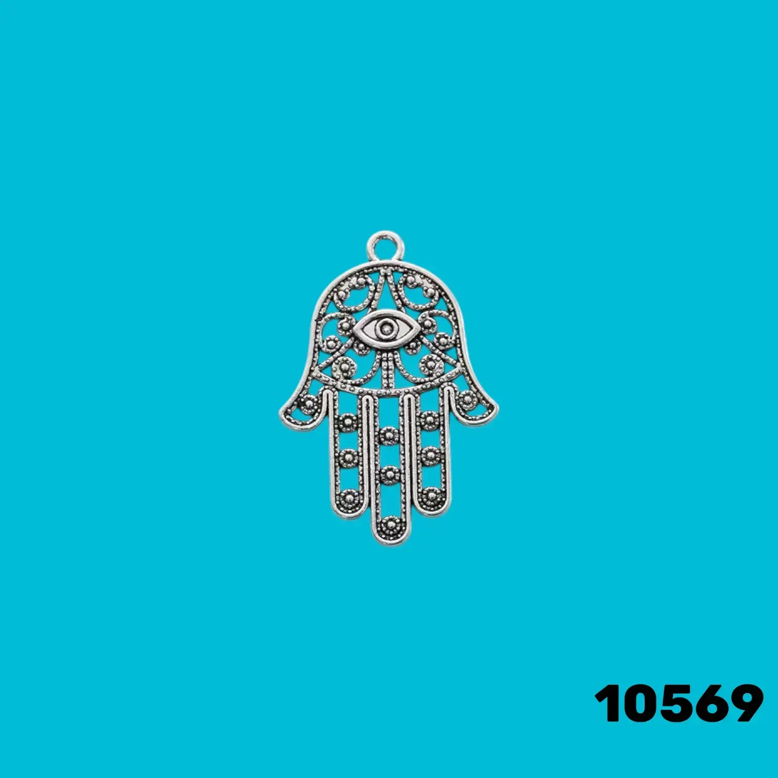 תליון חמסה כסופה מחוררת עם עין – תליון הגנה נגד עין הרע 