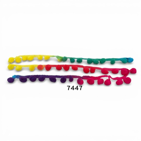 סרט פונפונים ריינבואו מולטי – דגם 7447 | מחיר למטר