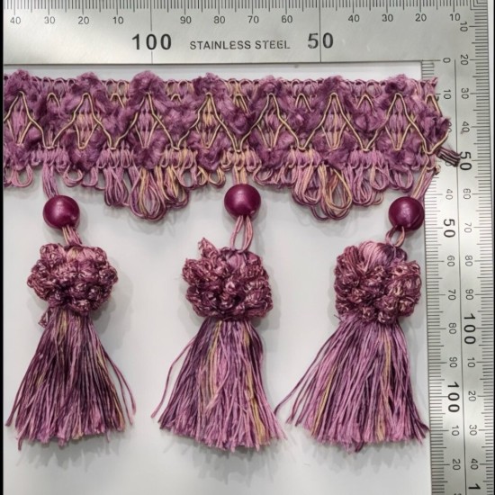  פס פרנזים סגול עם חרוזים – גובה 11 ס״מ דגם 9586