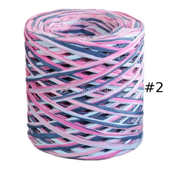 חוט רפיה פסטל צבעוני בגווני ורוד-סגול-תכלת – דגם 10011 – מס’ #2