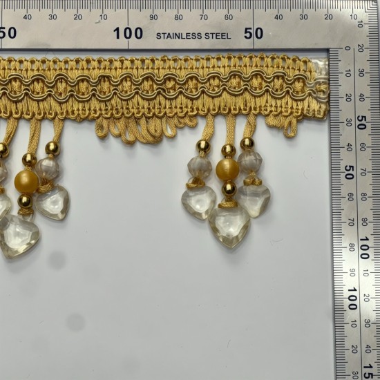 פרנז זהוב עם חרוזי לב שקופים וזהובים – 8 ס״מ דגם 1944