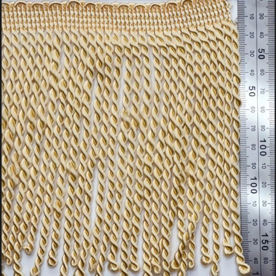  פס פרנזים חוטים מסובבים בצבע שמנת-זהוב – גובה 15 ס״ממ דגם 9400