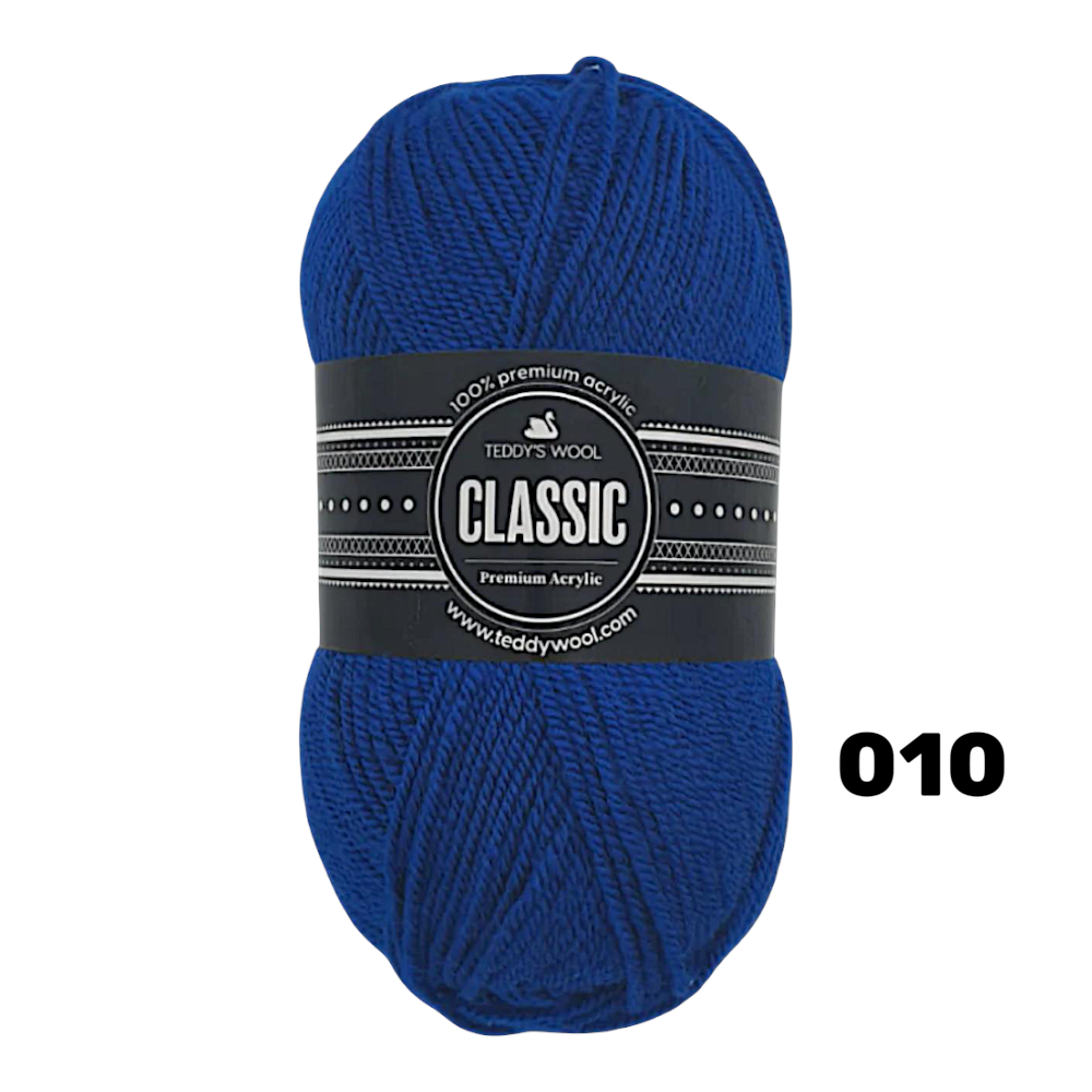 חוט סריגה Teddy's Wool CLASSIC – 100% אקריליק פרימיום – 100 גרם / 220 מטר – צבע 010