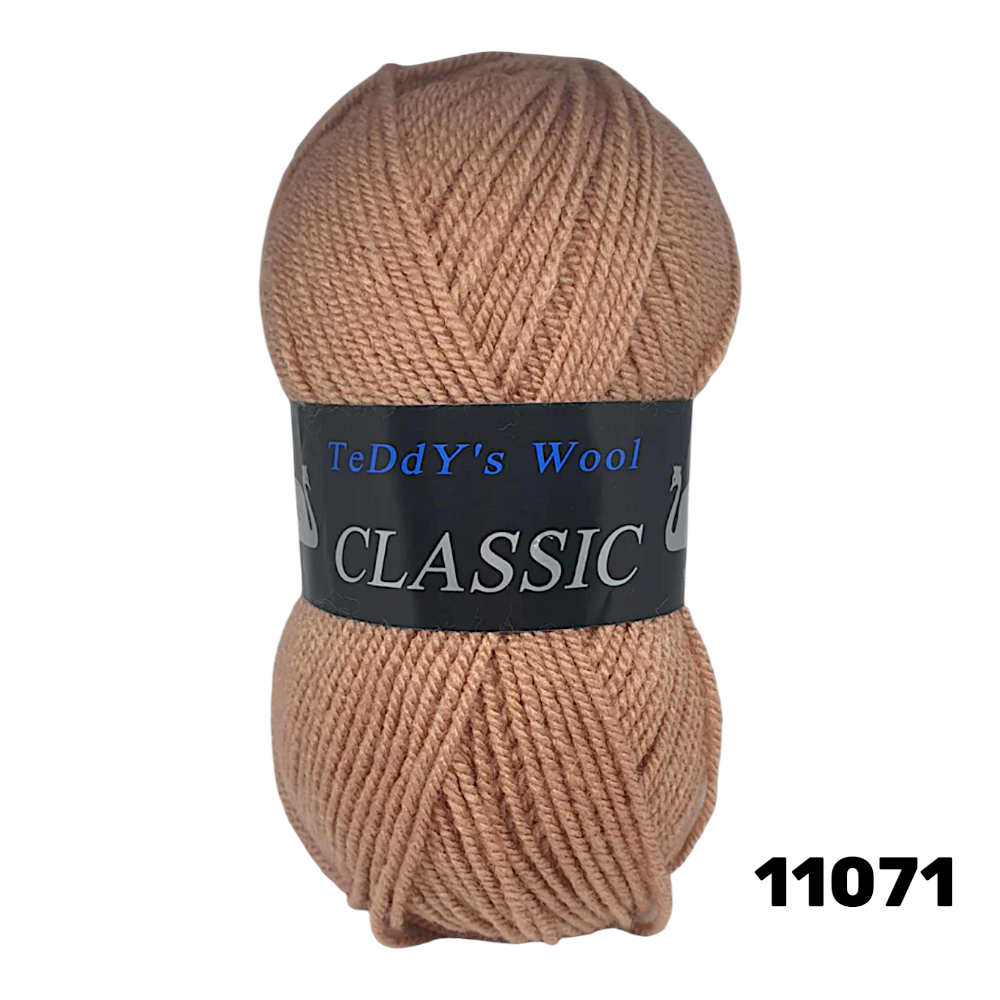 חוט סריגה Teddy's Wool CLASSIC צבע 11071 – חום בהיר / קאמל – 100% אקרילן פרימיום – 100 גרם / 240 מטר