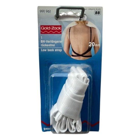 רצועת גב נמוך לחזייה Gold-Zack – צבע לבן, 20 מ״מ