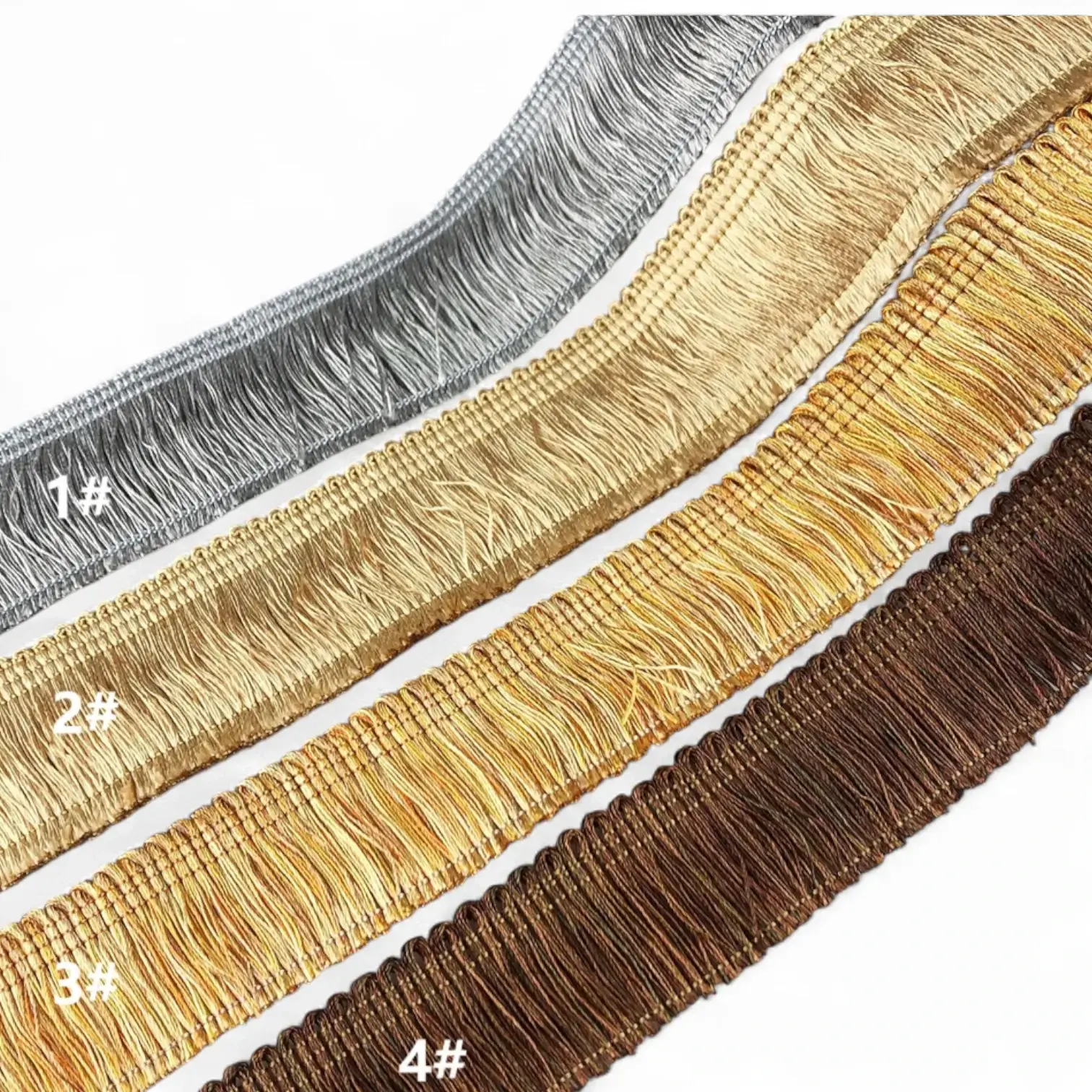 סרט גדילים מתכתי זהב/כסף – פרנזים דקורטיביים לבגדים, וילונות ותפירה (נמכר לפי מטר) 
