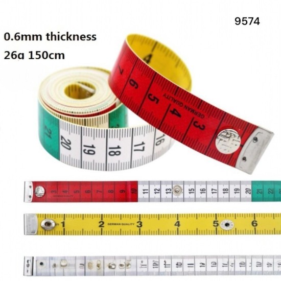 סרט מדידה רך 150 ס”מ עם סוגר טיק-טק – איכות גרמנית דגם 9575