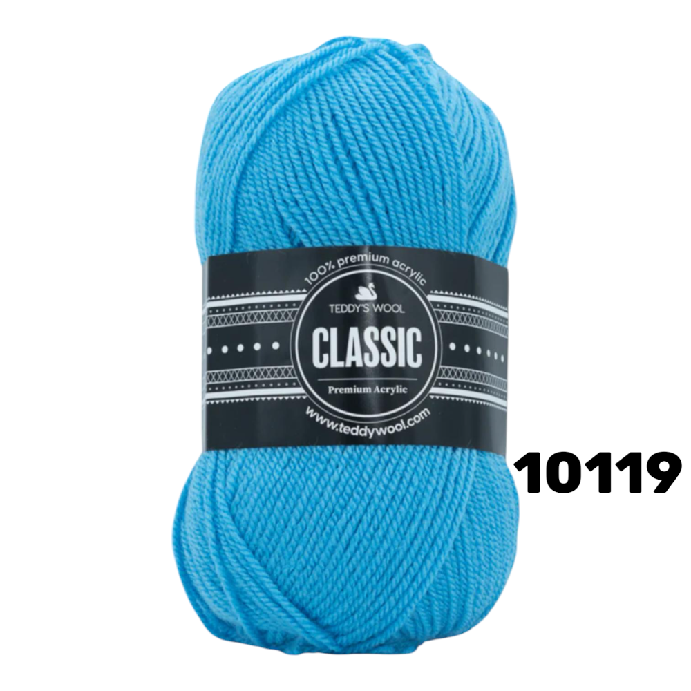 חוט סריגה Teddy's Wool CLASSIC צבע 10119 – תכלת/טורקיז – 100% אקרילן פרימיום