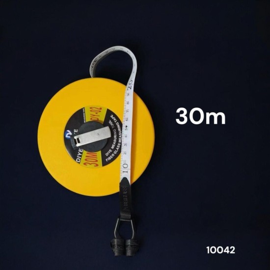 סרט מדידה מקצועי 30 מטר – גלגלת סיב זכוכית מחוזקת