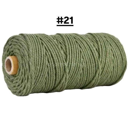 חוט מקראמה בצבע ירוק זית – מס’ 21