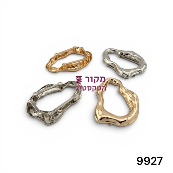 טבעת אבזם אורגנית זהב/כסף להשחלת רצועות 