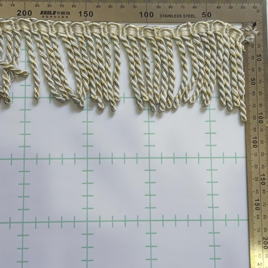 פס פרנזים חוטים שזורים שמנת־זהב – אורך 8 ס״מ דגם1943