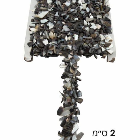 סרט אבנים שחור‑אפור פנינה אבני חן גמיש 2 ס״מ