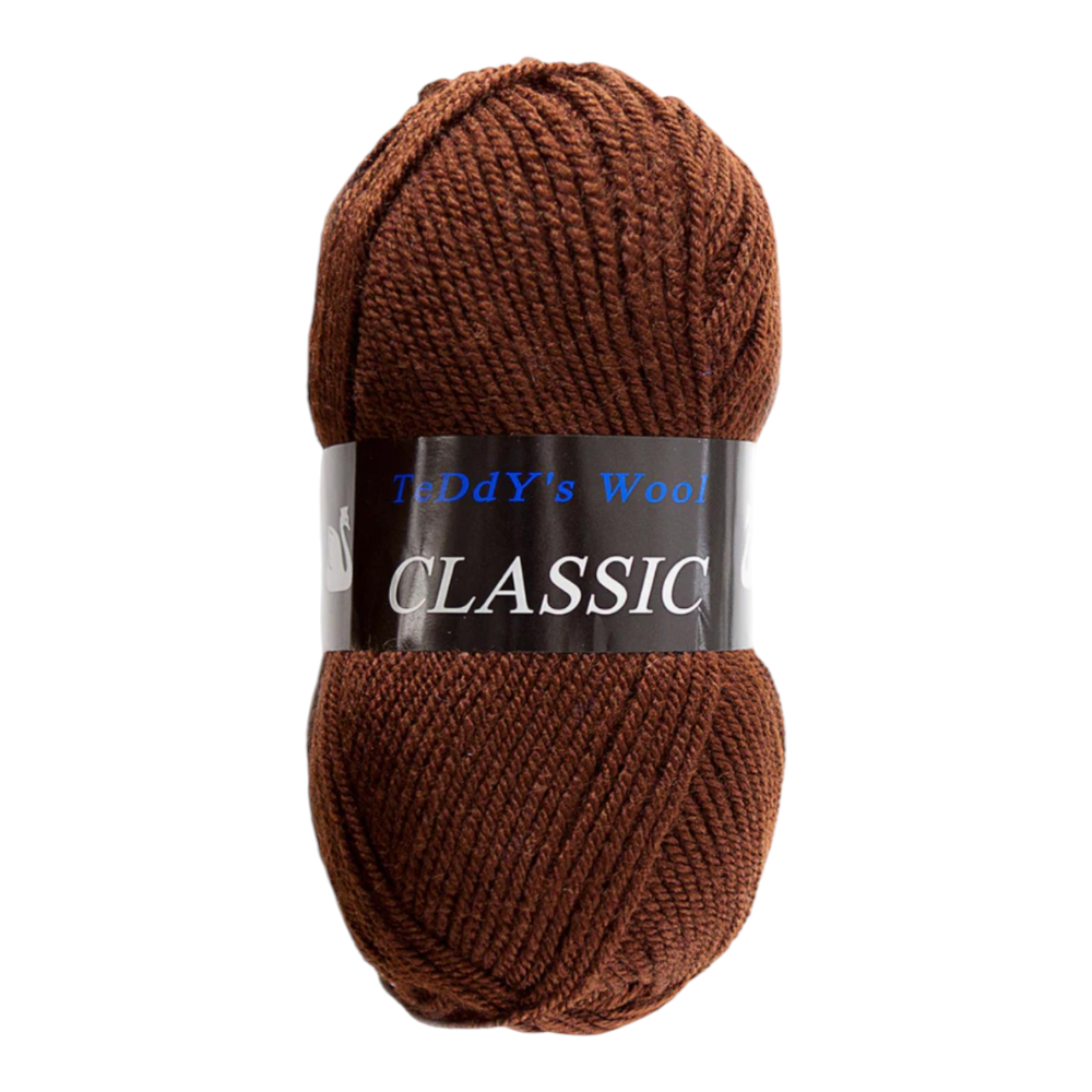 חוט סריגה Teddy's Wool CLASSIC גוון חום חלוד/שוקולד צבע 10562