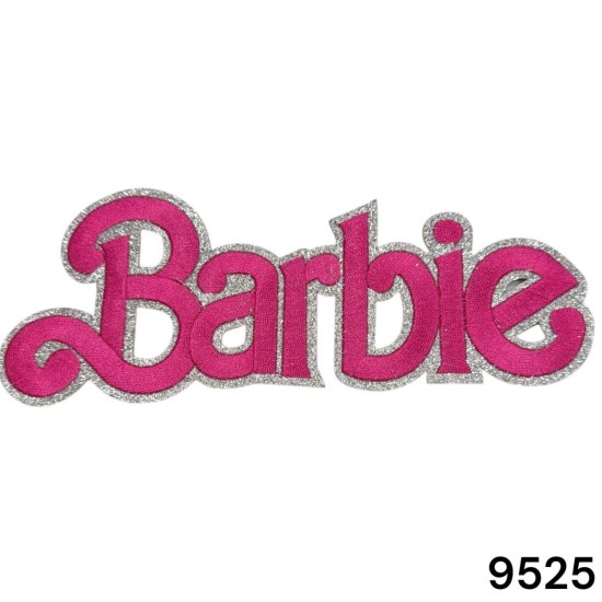 אפליקה/פאצ' רקום ברבי ורוד עם נצנצים – רוחב 20 ס״מ – דגם 9525