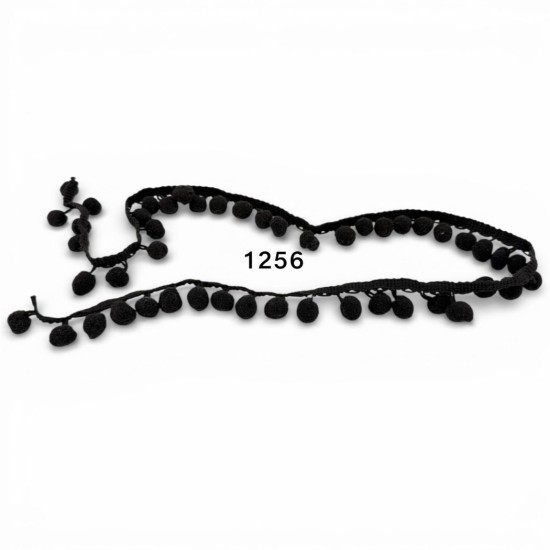  סרט פונפונים שחור קלאסי – דגם 1256 (מחיר למטר)