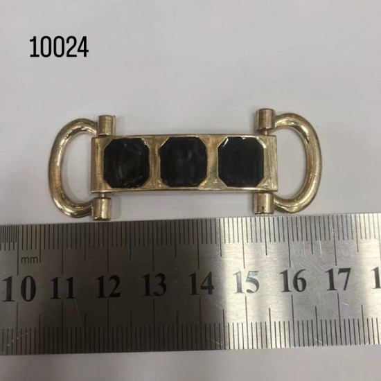 אבזם מתכת זהב עם אבני חן שחורות