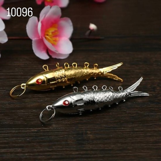 קישוט מתכת בצורת דג מפרקי – זהב/כסף 