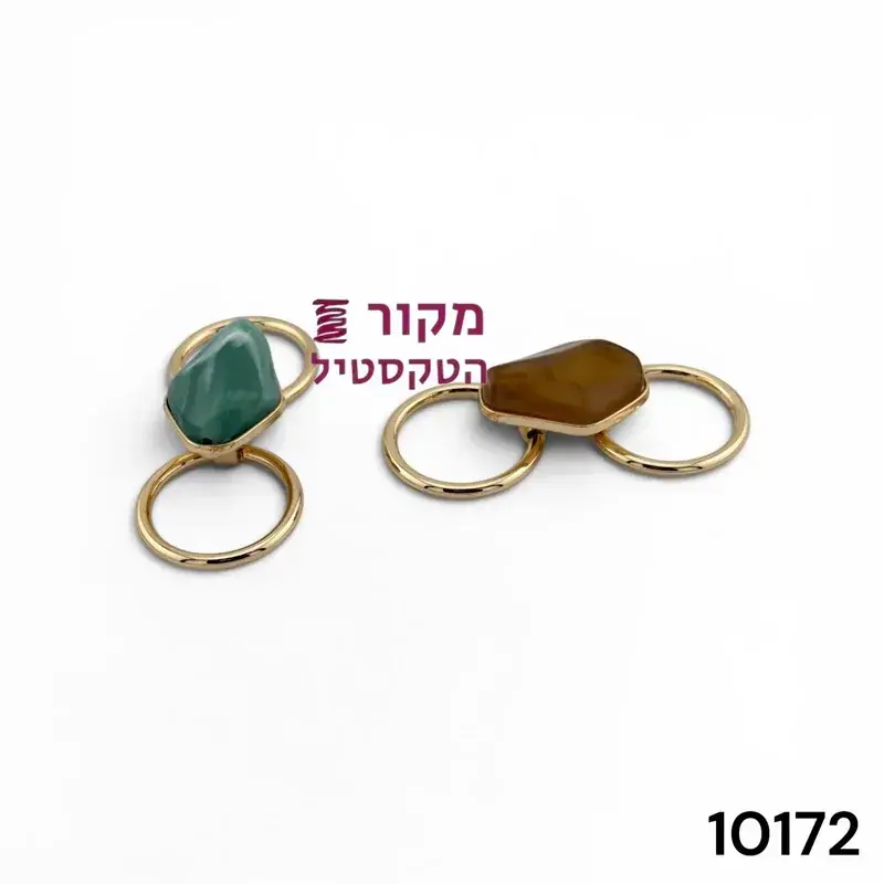 תליון אבן אקרילית כפול עם טבעות מתכת – לקישוט תיקים בגדי ים ואביזרי טקסטיל