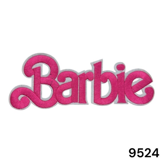 תג ברבי בעיצוב ורוד נוצץ | אפליקציה תפירה / הדבקה | דגם 9524