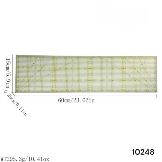 סרגל אקריליק מקצועי 60×15 ס”מ – סרגל שקוף לתפירה וקרטון ביצוע