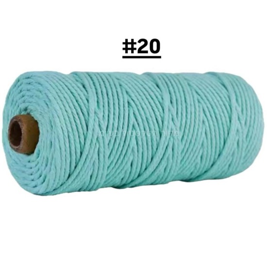 חוט מקראמה בצבע טורקיז בהיר – מס’ 20