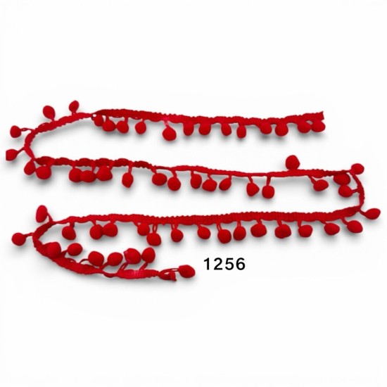 פרנז פונפונים אדום חי – דגם 1256 | מחיר למטר