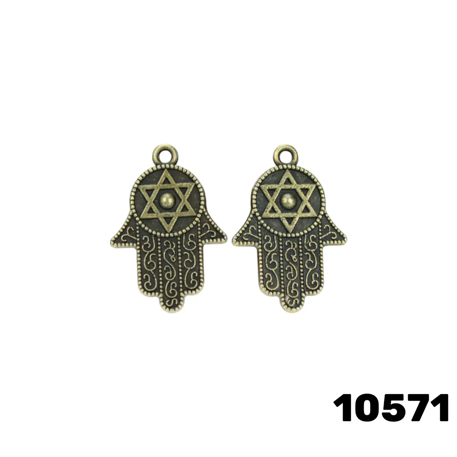 תליון חמסה ברונזה עם מגן דוד – תליון יחיד לעיצוב תכשיטים ואביזרים 