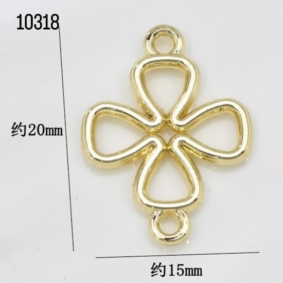 מחבר מתכת דקורטיבי פרח חלול – זהב 