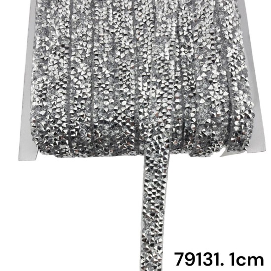 סרט אבנים פירמידלי כסף עם דבק 1 ס״מ 79131