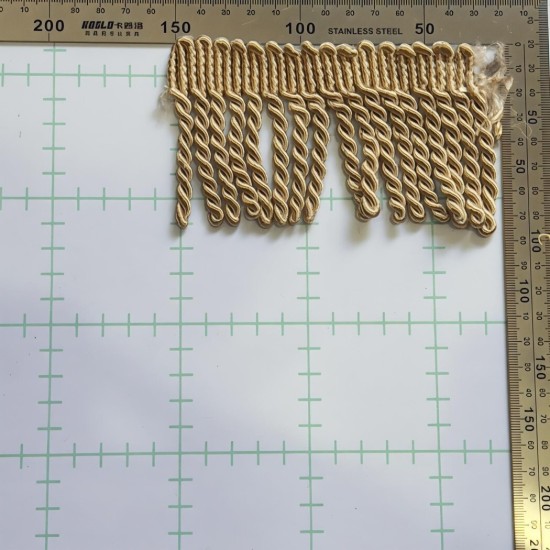 פס פרנזים חוטים שזורים בצבע זהב עתיק – אורך 8 ס״מ דגם 1943