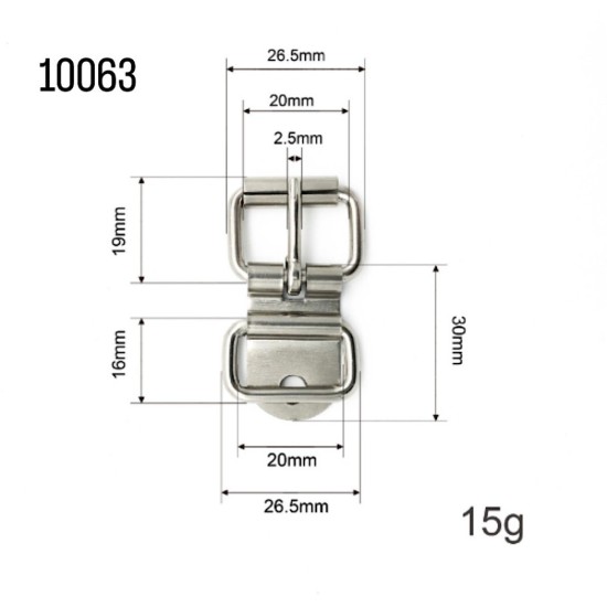 אבזם מתכת קטן עם לשונית נעילה – 30×26.5 מ״מ
