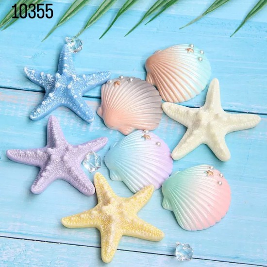 קישוטי צדף וכוכב ים צבעוניים (נשלח רנדומלי)