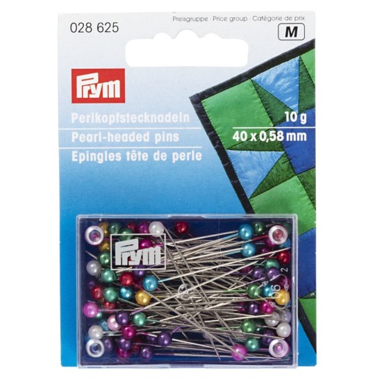 סיכות תפירה ראש פנינה צבעוניות 40×0.58 מ"מ – PRYM גרמניה