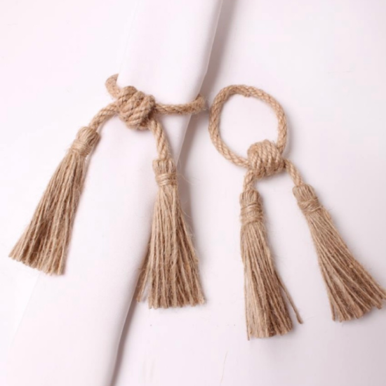 מחזיק למפית מחבל טבעי עם גדילים | דגם9943