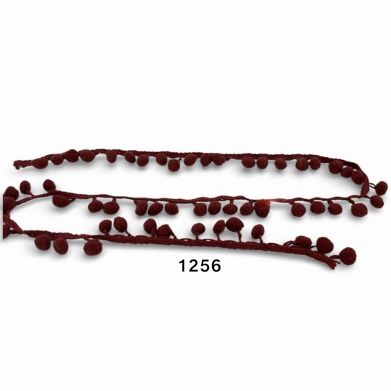 סרט פונפונים בורדו יין – דגם 1256 | מחיר למטר