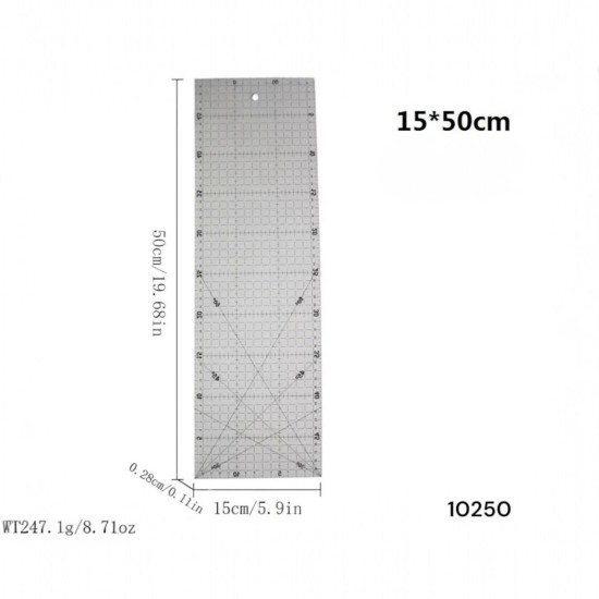  סרגל אקרילי מקצועי 15×50 ס”מ – מד זוויות שקוף לחיתוך מדויק